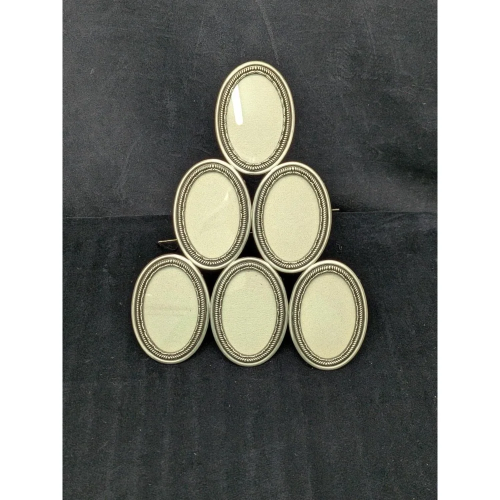 Vtg 6 Oval Burnes of Boston Pyramid Style Frame Pewter Tone 9.5